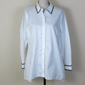 Chico's No Iron White Button Front Top Size L NWT